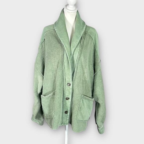 Free People Jordan Jacket Women's Small Green Oversized Front Button Pockets - Picture 2 of 13